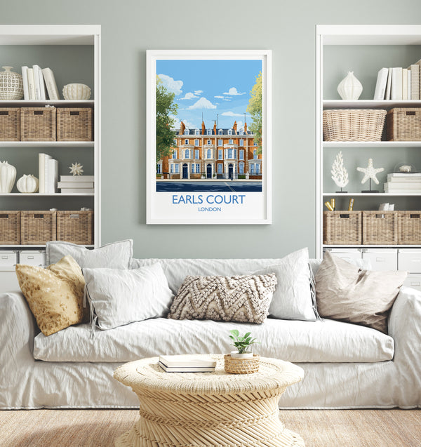 Earls Court Travel Poster, Travel Print of Earls Court, London Poster, Earls CourtGift, Earls Court Art, London Art UK Travel Gift