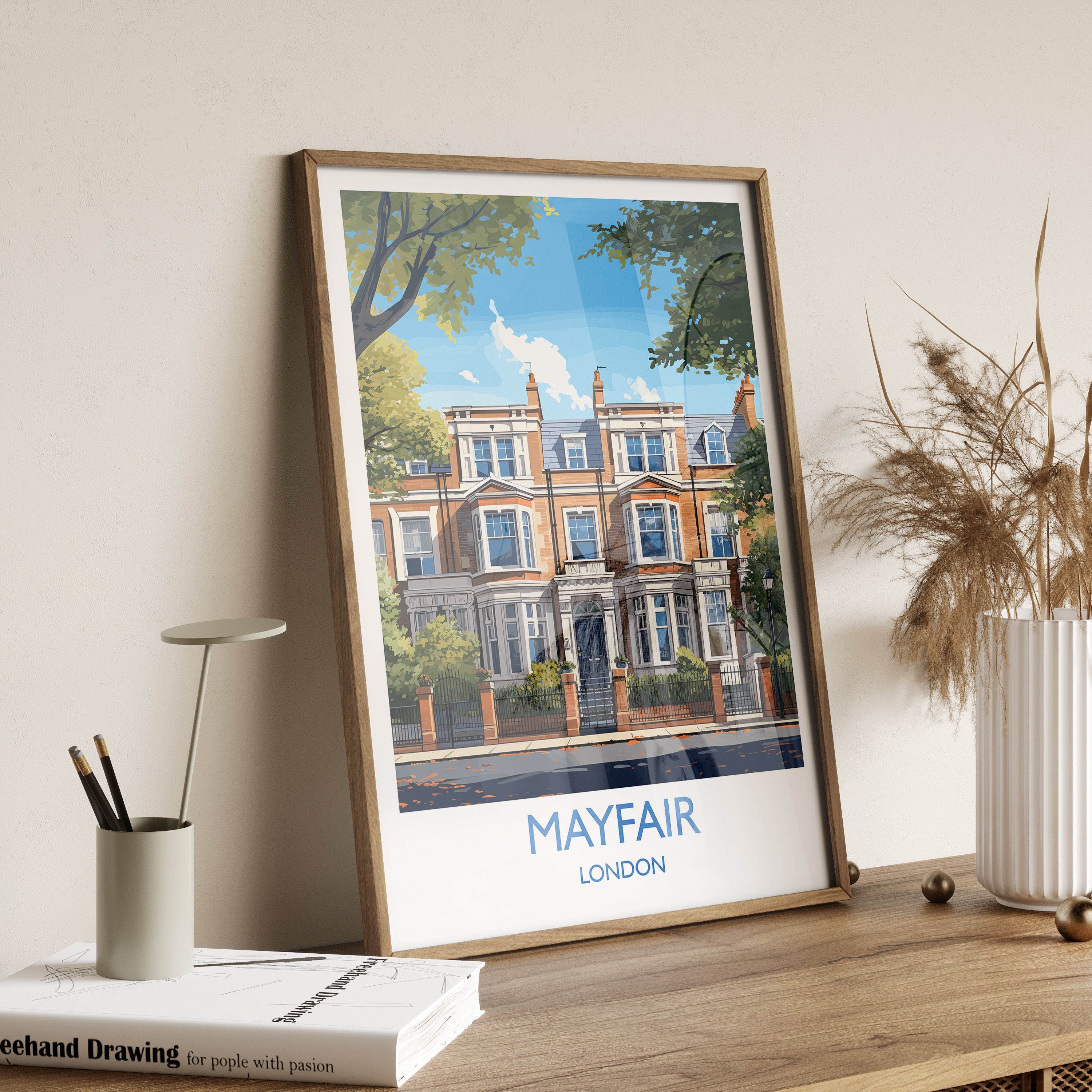 Mayfair Travel Poster, Travel Print of Mayfair, London Poster, Mayfair Gift, Mayfair Art, London Art UK Travel Gift NQ Media Designs