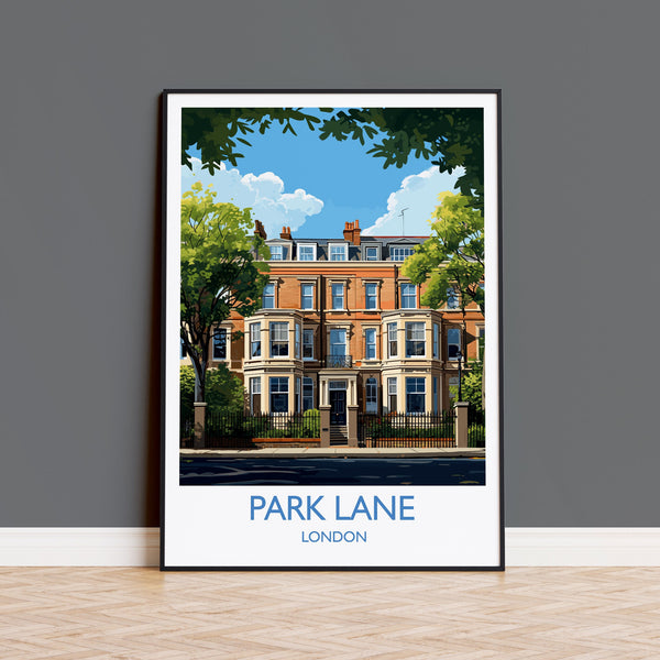 Park Lane Travel Poster, Travel Print of Park Lane, London Poster, Park Lane Gift, Park Lane Art, London Art UK Travel Gift