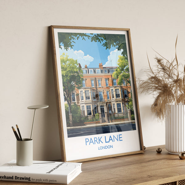 Park Lane Travel Poster, Travel Print of Park Lane, London Poster, Park Lane Gift, Park Lane Art, London Art UK Travel Gift