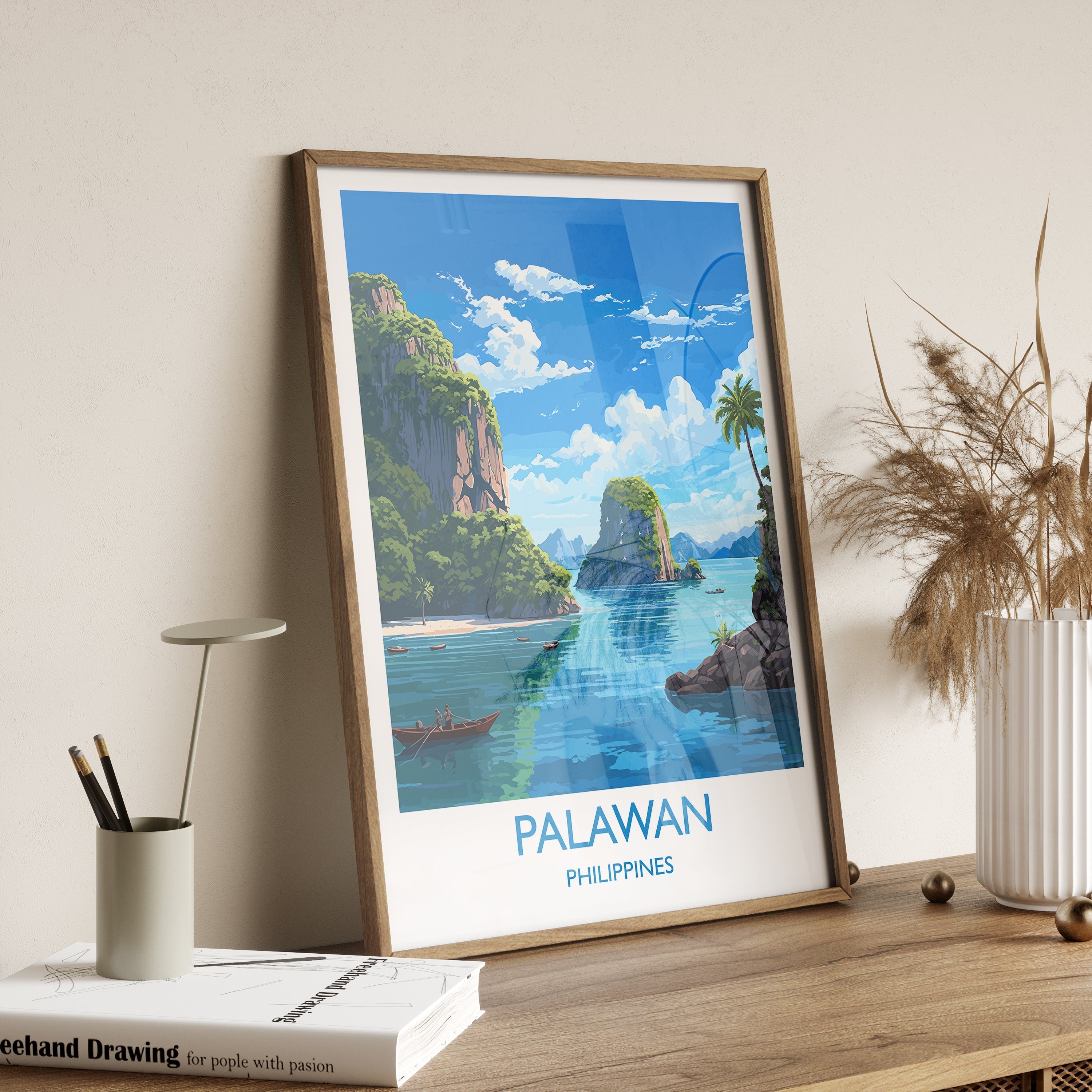 Palawan Travel Print, Travel Poster of Palawan, PalawanGift,Philippines Art Gift,Wall Art Print NQ Media Designs
