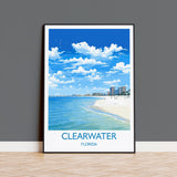 Clearwater Travel Print, Travel Poster of Clearwater, Clearwater Gift,Florida Art Gift,USA Wall Art Print NQ Media Designs