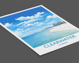 Clearwater Travel Print, Travel Poster of Clearwater, Clearwater Gift,Florida Art Gift,USA Wall Art Print NQ Media Designs