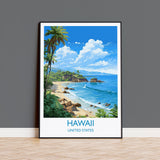 Hawaii Travel Print, Travel Poster of Hawaii, Hawaii Art Gift,USA Wall Art Print NQ Media Designs