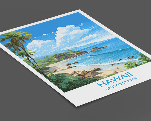 Hawaii Travel Print, Travel Poster of Hawaii, Hawaii Art Gift,USA Wall Art Print