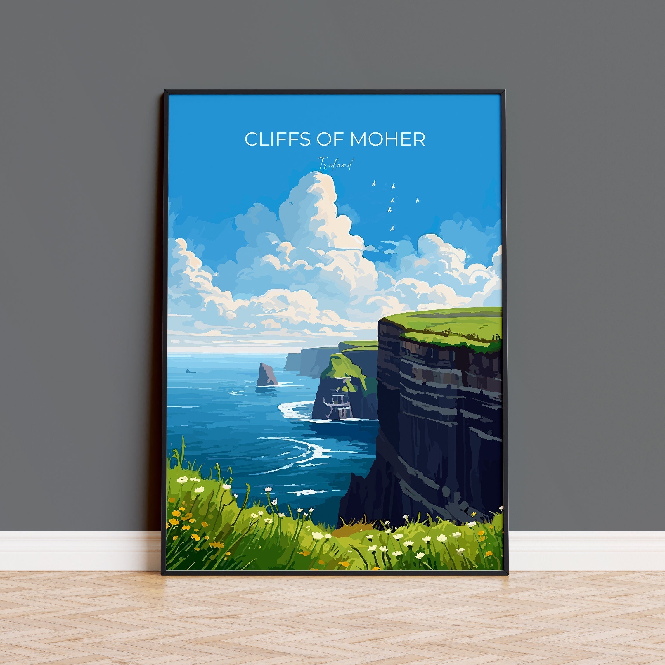 Cliffs of Moher Print, Travel Poster of Cliffs of Moher, Cliffs of Moher Gift, Ireland Art Gift, Travel Gift NQ Media Designs