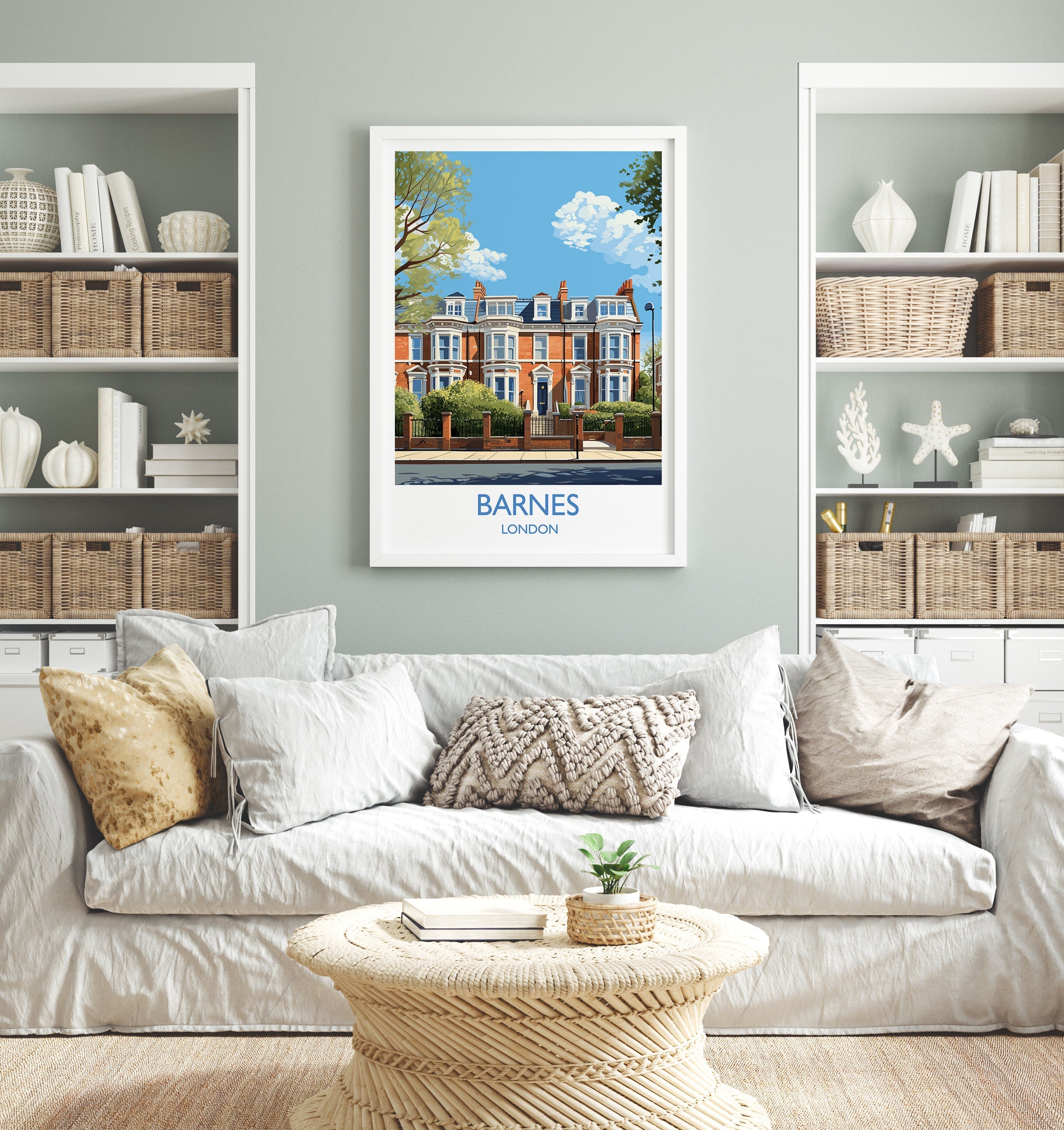 Barnes Travel Poster, Travel Print of Barnes, London Poster, Barnes Gift, Barnes Art, London Art UK Travel Gift NQ Media Designs