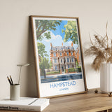 Hampstead Travel Poster, Travel Print of Hampstead, London Poster, Hampstead Gift, Hampstead Art, London Art UK Travel Gift NQ Media Designs