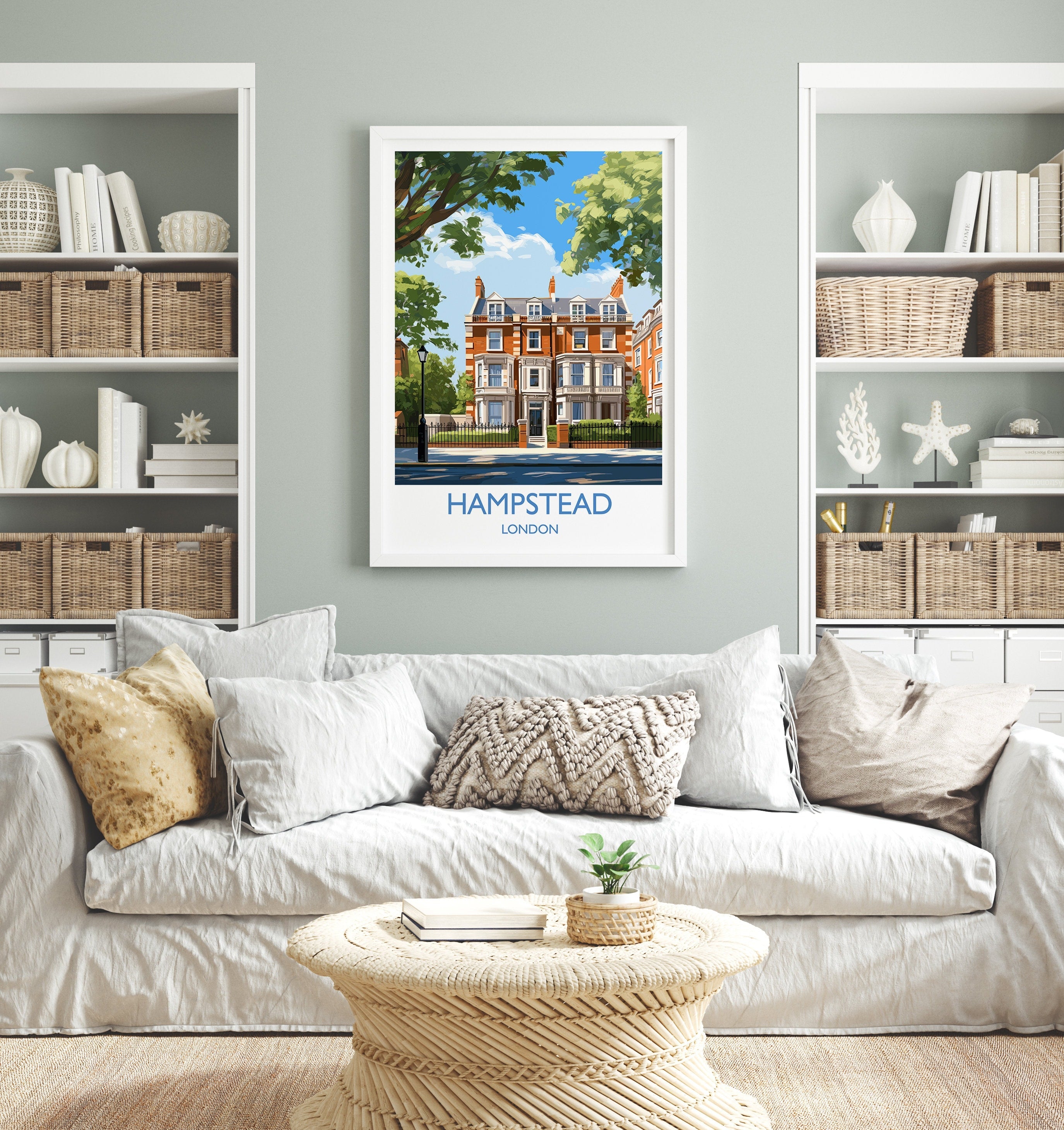 Hampstead Travel Poster, Travel Print of Hampstead, London Poster, Hampstead Gift, Hampstead Art, London Art UK Travel Gift NQ Media Designs