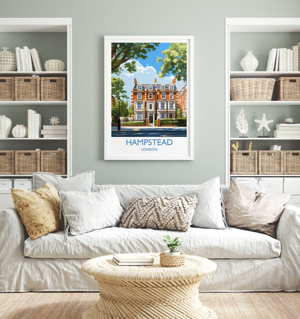 Hampstead Travel Poster, Travel Print of Hampstead, London Poster, Hampstead Gift, Hampstead Art, London Art UK Travel Gift