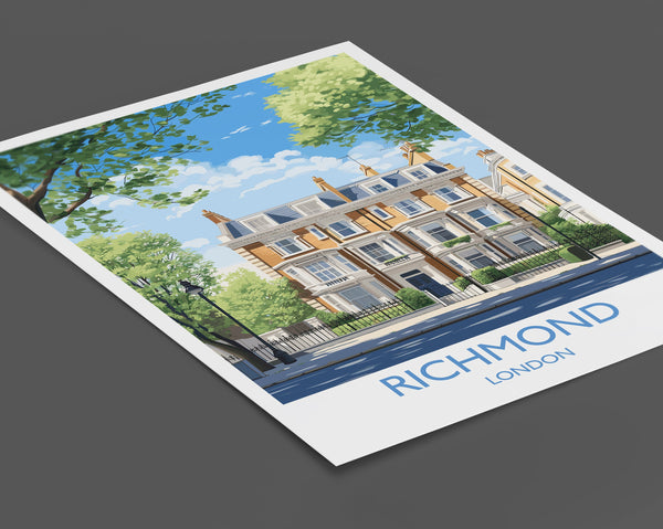 Richmond Travel Poster, Travel Print of Richmond, London Poster, Richmond Gift, Richmond Art, London Art UK Travel Gift