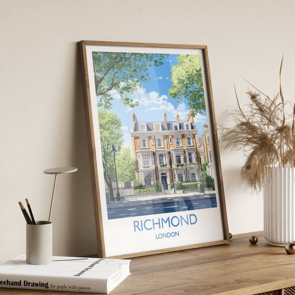 Richmond Travel Poster, Travel Print of Richmond, London Poster, Richmond Gift, Richmond Art, London Art UK Travel Gift