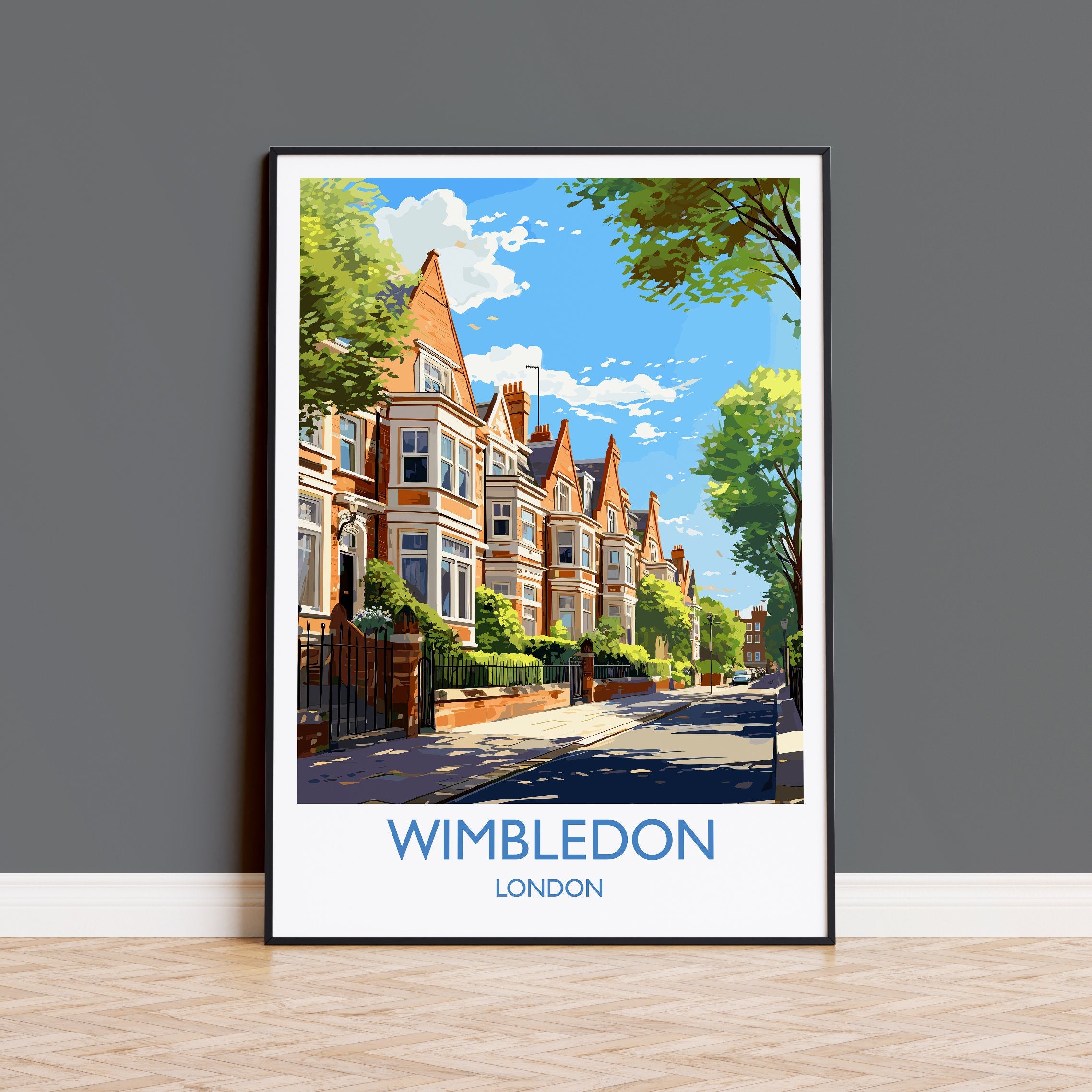 Wimbledon Travel Poster, Travel Print of Wimbledon, London Poster, Wimbledon Gift, Wimbledon Art, London Art UK Travel Gift NQ Media Designs