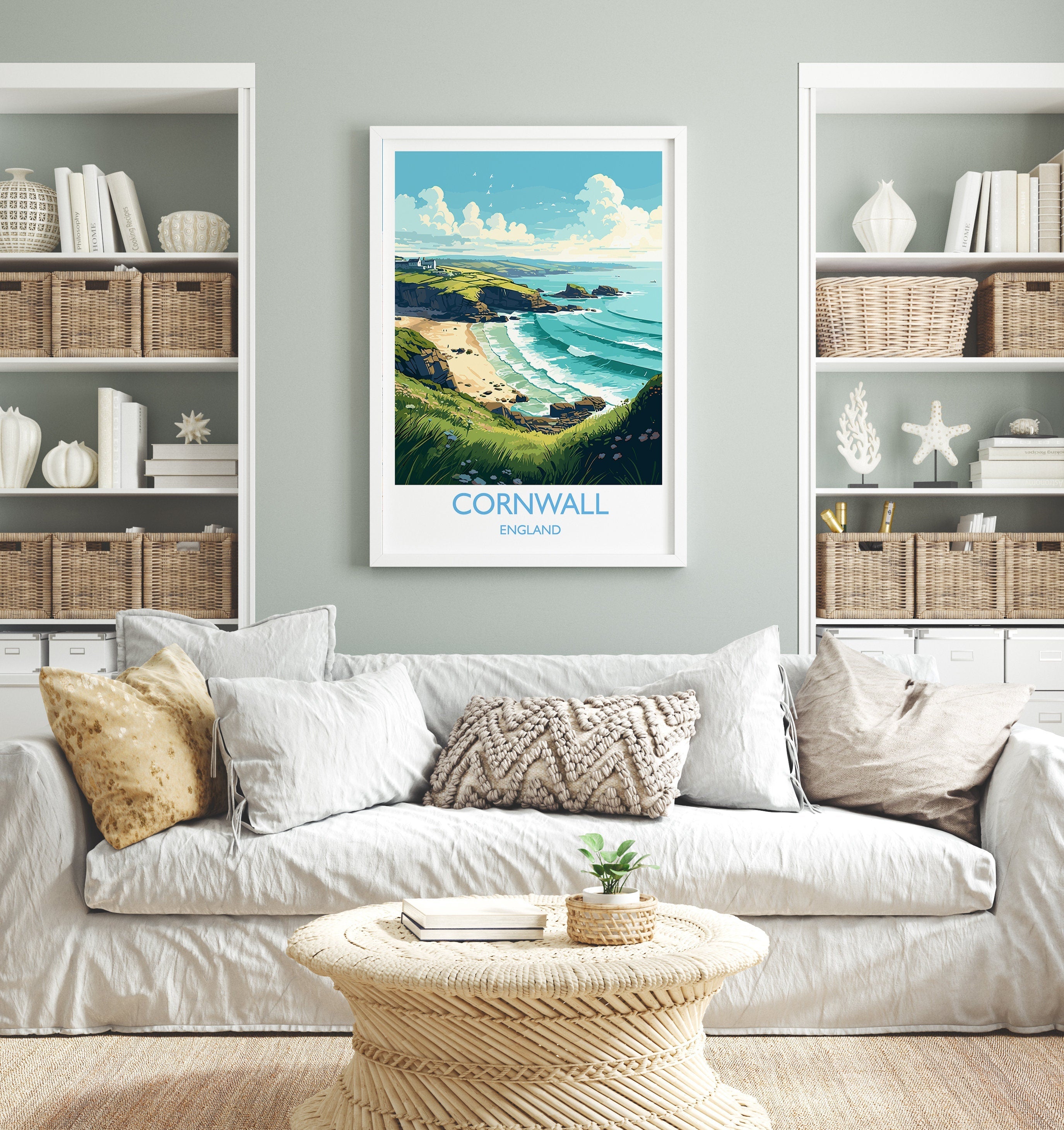 Cornwall Travel Poster, Travel Print of Cornwall, England, Cornwall Art, Cornwall Gift, Wall Art Print NQ Media Designs