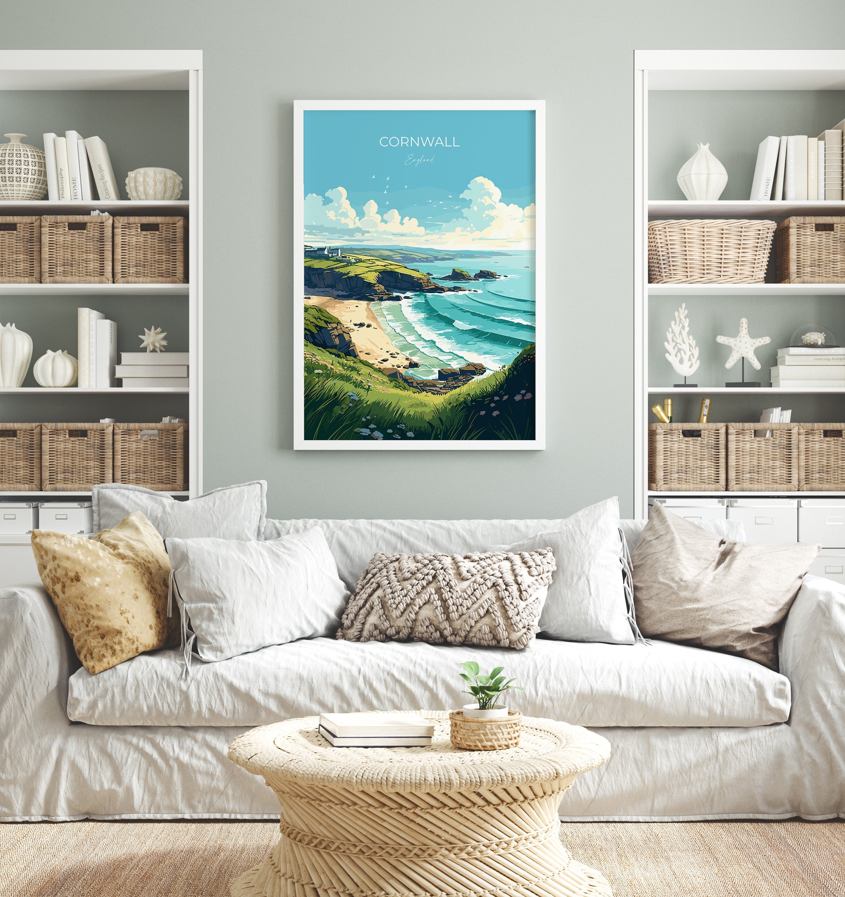 Cornwall Travel Print, Travel Poster of Cornwall, England, Cornwall Art, Cornwall Gift, Wall Art Print NQ Media Designs