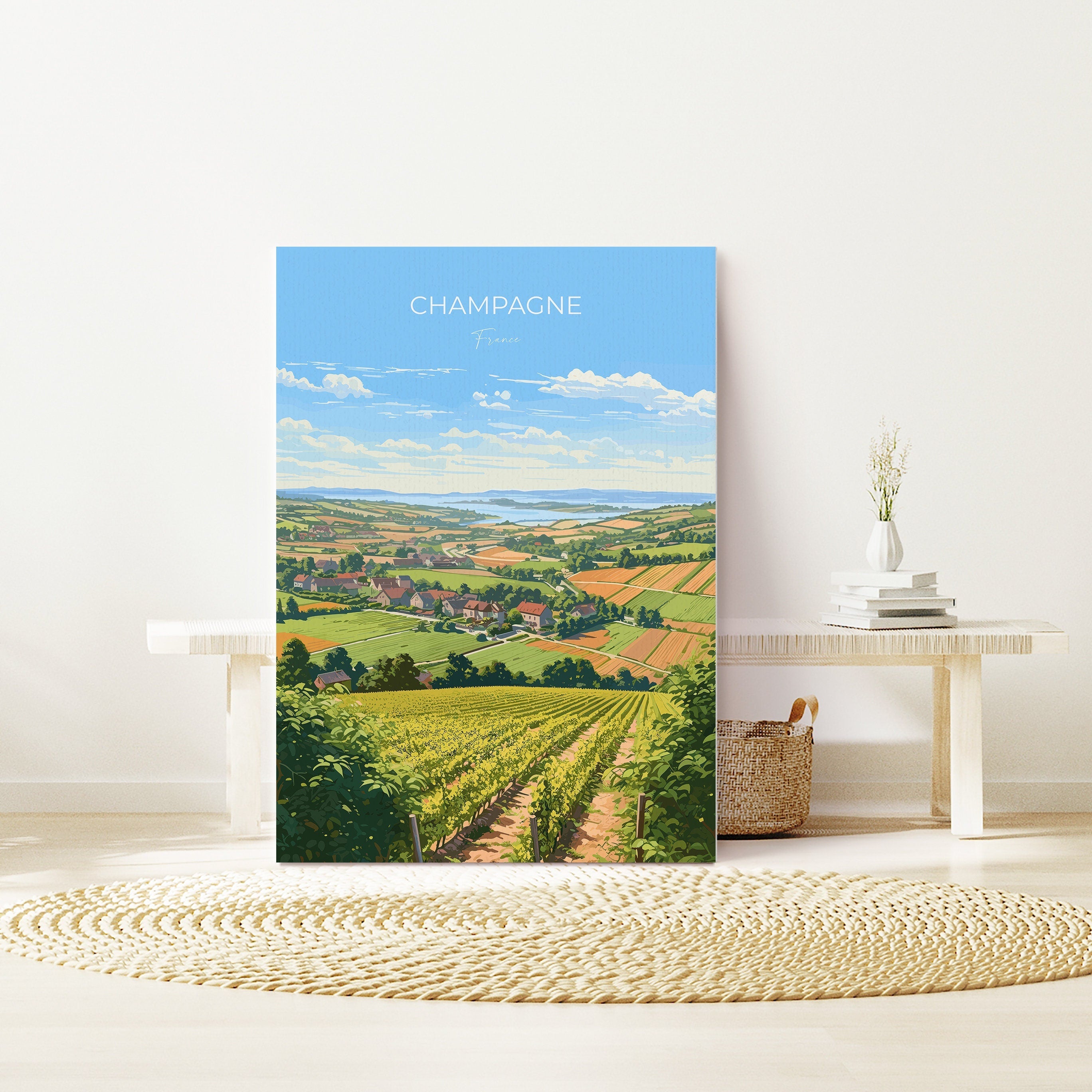 Champagne Poster, Travel Print of Champagne, Wine Region, Champagne Gift Art, France Art, Europe, Travel Gift NQ Media Designs