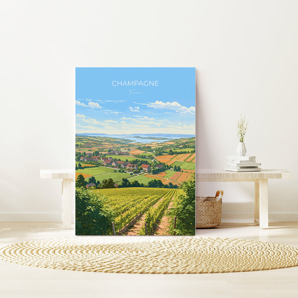 Champagne Poster, Travel Print of Champagne, Wine Region, Champagne Gift Art, France Art, Europe, Travel Gift