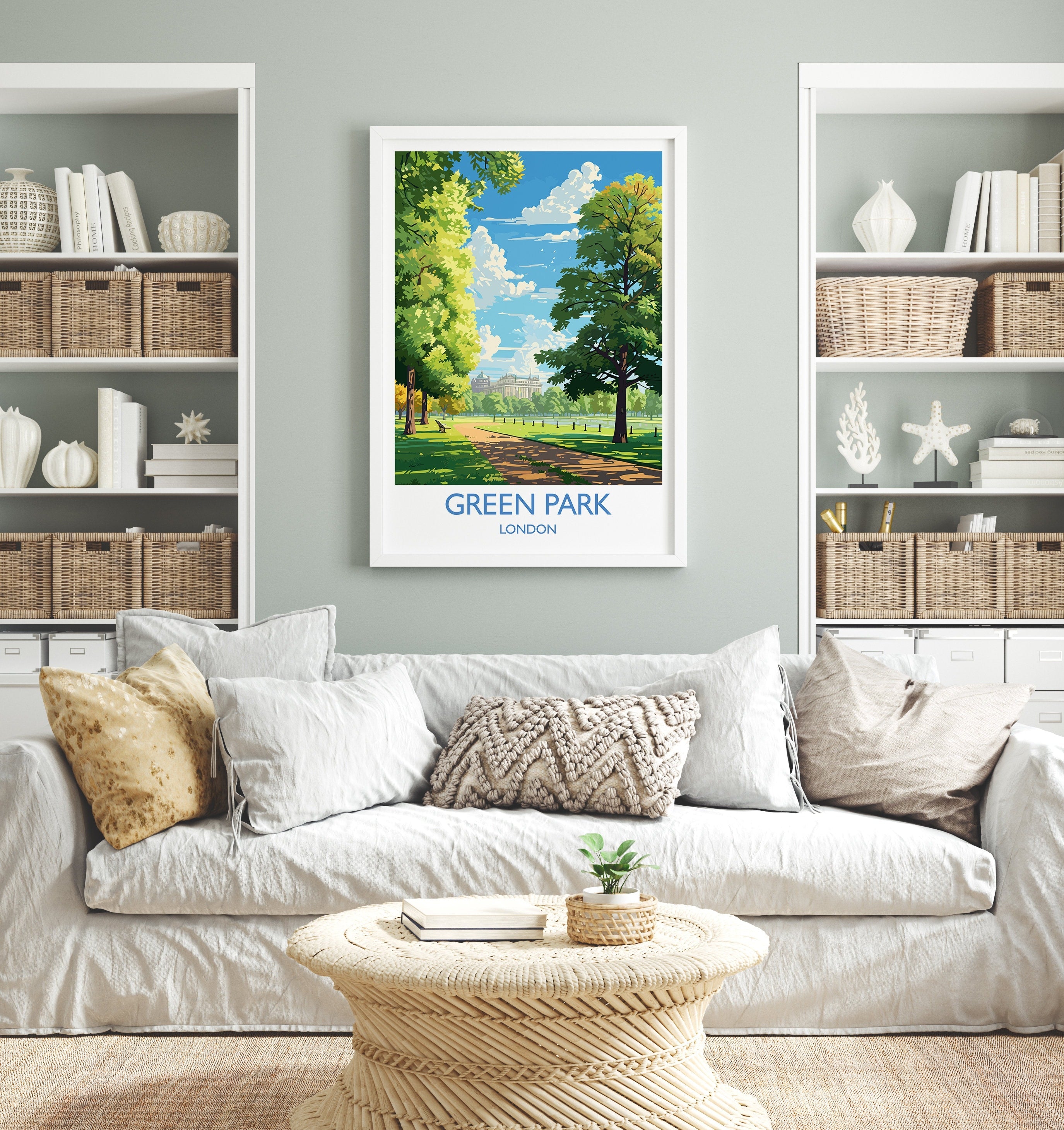 Green Park Travel Print, Travel Poster of Green Park, London Poster, Green Park Gift, Green Park Art, London Art UK Travel Gift NQ Media Designs