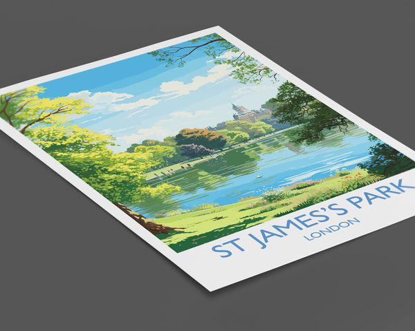 St James's Park Travel Print, Travel Poster of St James's Park, London Poster, St James's Park Gift, St James's Park Art, London Art