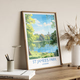 St James's Park Travel Print, Travel Poster of St James's Park, London Poster, St James's Park Gift, St James's Park Art, London Art NQ Media Designs