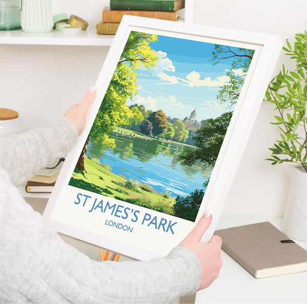 St James's Park Travel Print, Travel Poster of St James's Park, London Poster, St James's Park Gift, St James's Park Art, London Art