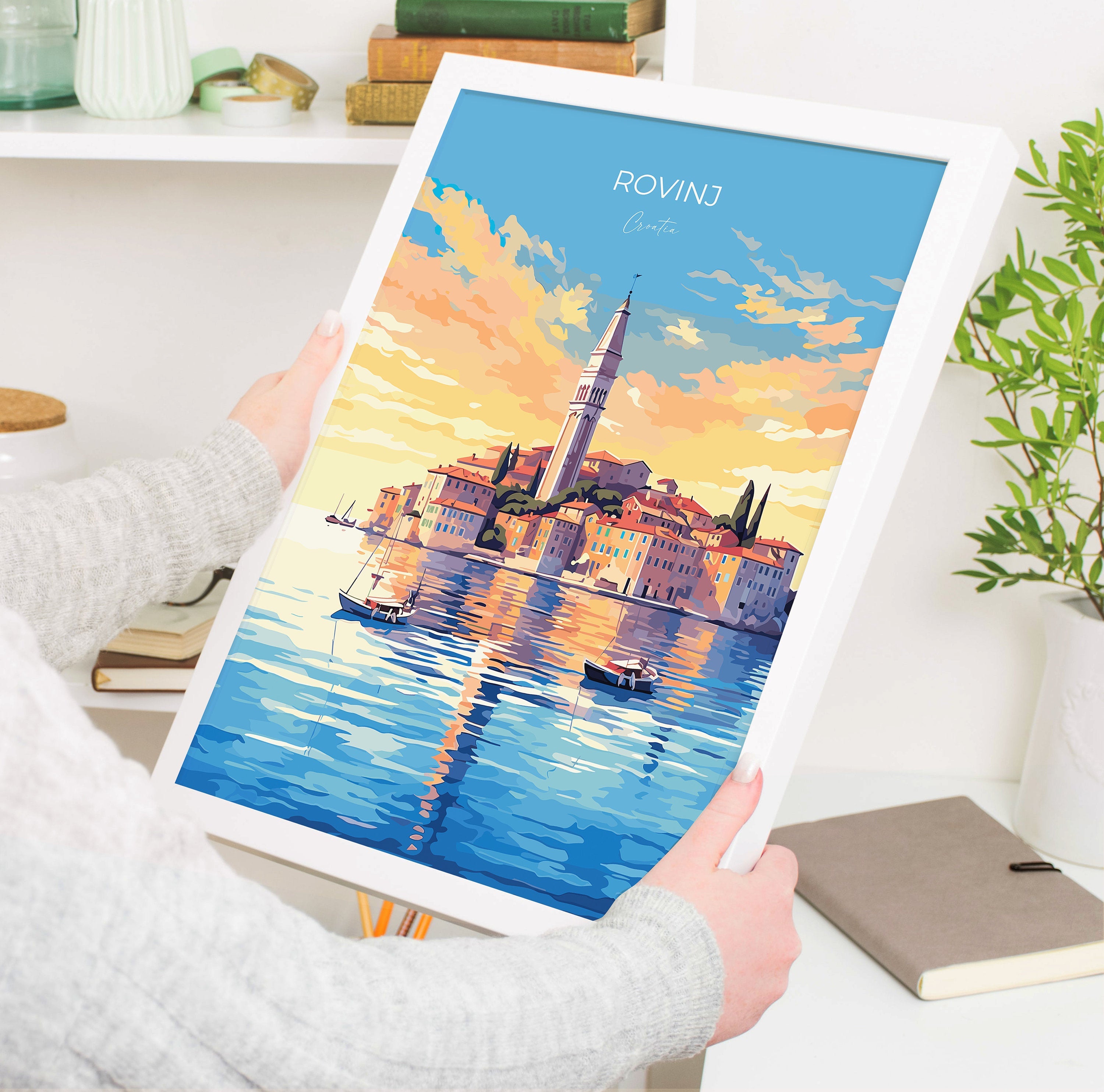 Rovinj Travel Poster, Travel Print of Rovinj, Croatia, Rovinj Art, Rovinj Gift, Wall Art Print NQ Media Designs