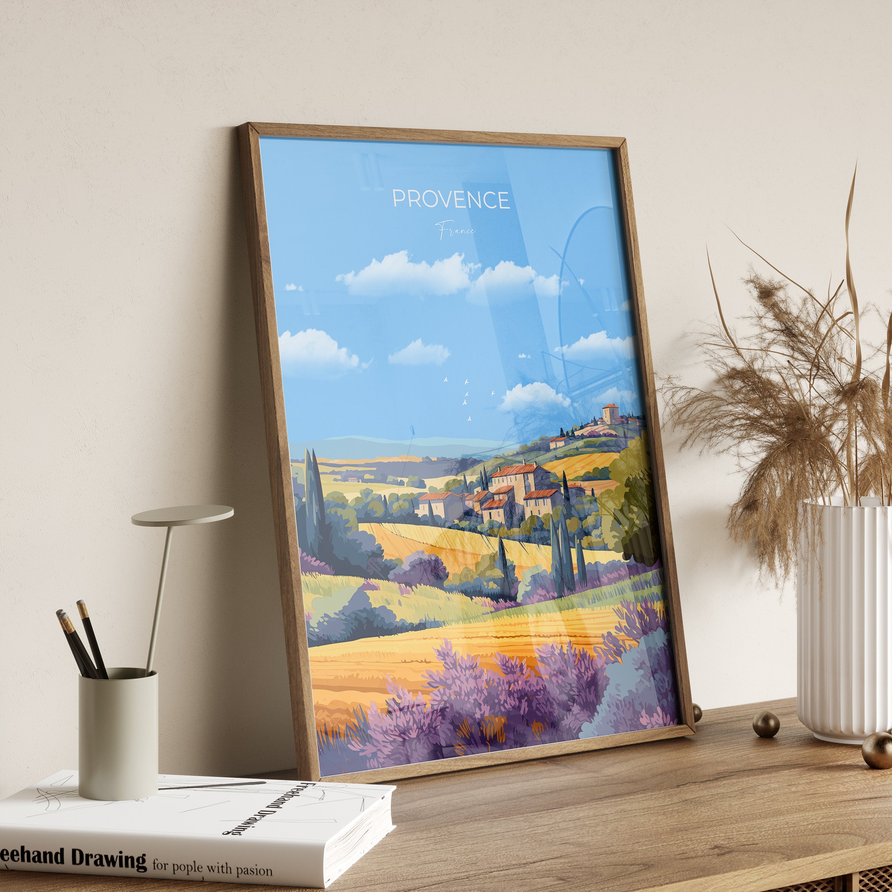 Provence Print, Travel Poster of Provence, France, Provence Gift, France Wall Art, Travel Gift NQ Media Designs
