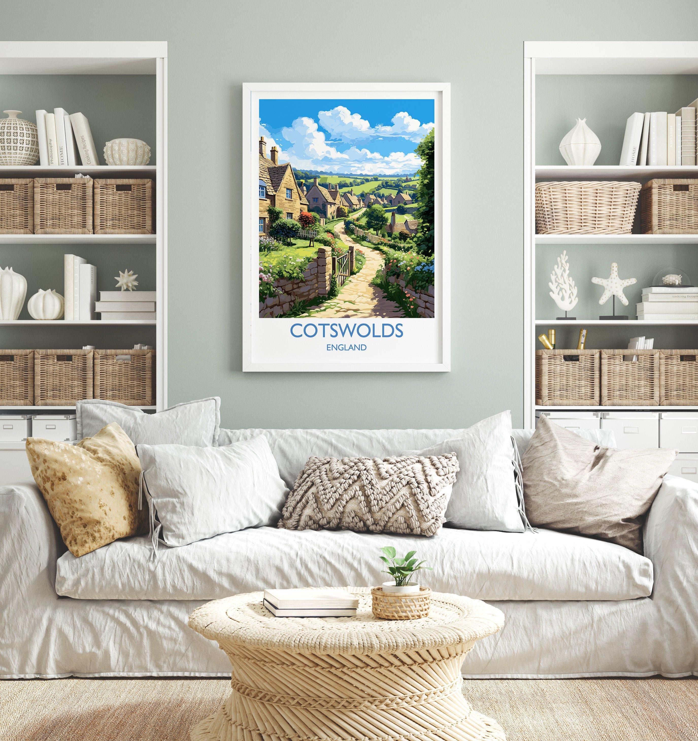 Cotswolds Print, Travel Poster of Cotswolds, England, Cotswolds Art Gift, England Gift Art, Landscape Wall Art Print NQ Media Designs