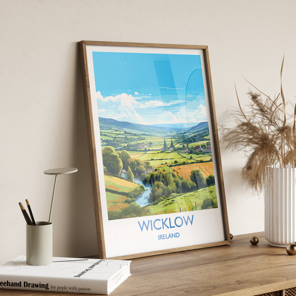 Wicklow Print, Travel Poster of Wicklow, Ireland, County Wicklow Art Gift, Ireland Gift Art, Landscape Wall Art Print