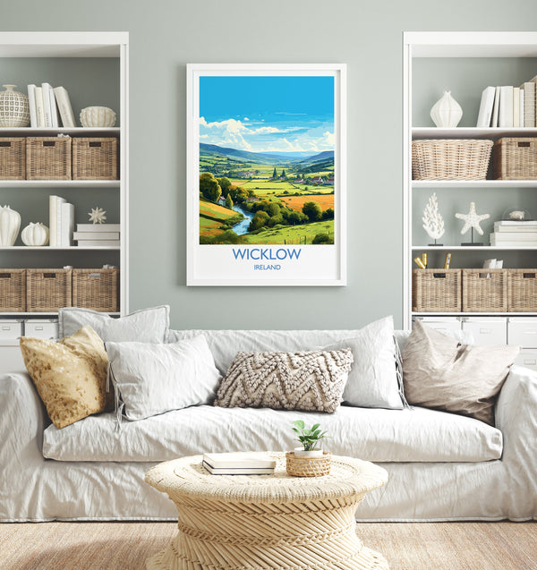 Wicklow Print, Travel Poster of Wicklow, Ireland, County Wicklow Art Gift, Ireland Gift Art, Landscape Wall Art Print