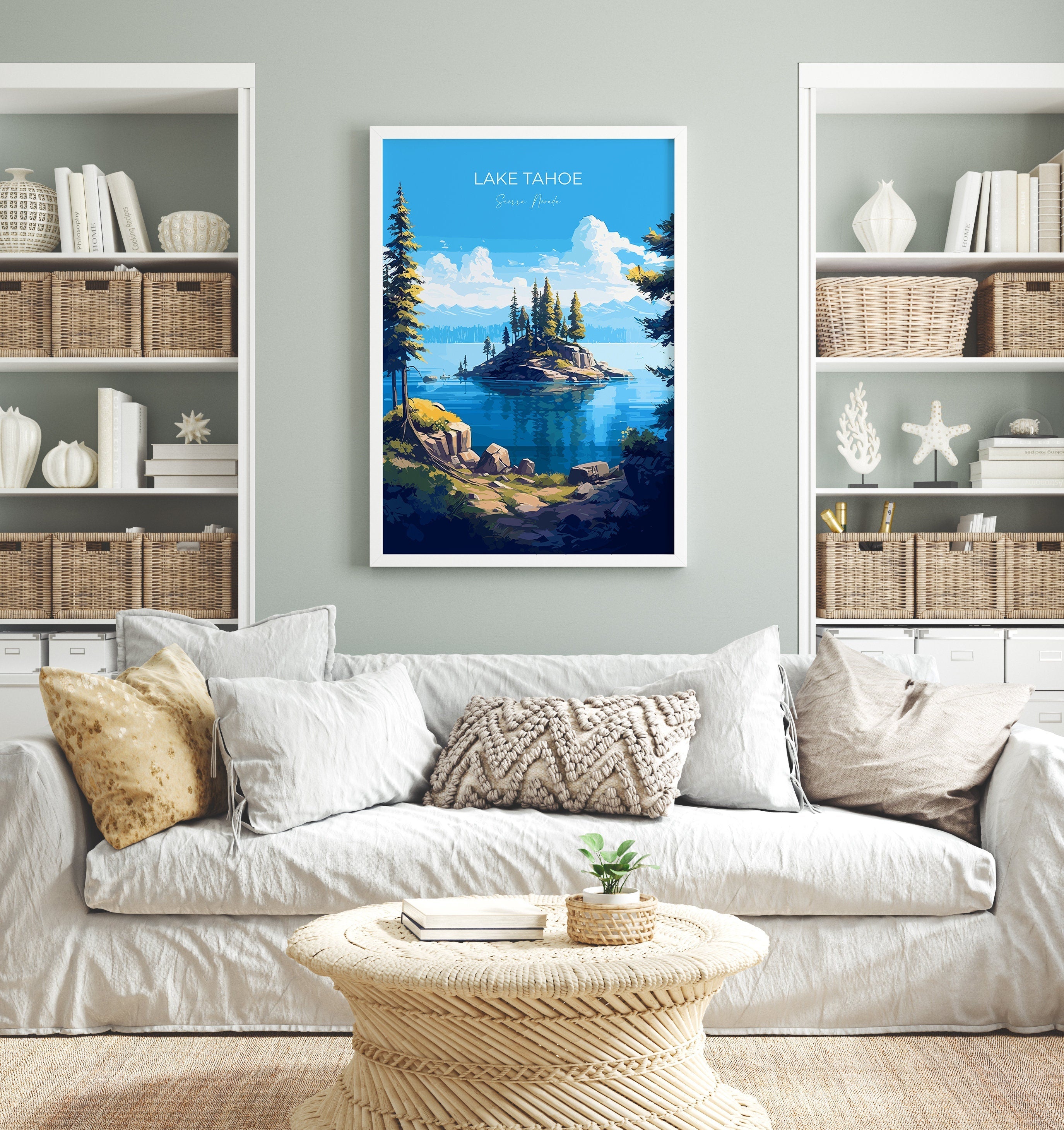 Lake Tahoe Print, Travel Poster of Lake Tahoe, Sierra Nevada Art, Lake Tahoe Gift, USA, Travel Gift NQ Media Designs