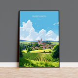 Burgundy Print, Travel Poster of Burgundy, Wine Region, Burgundy Gift, France Art, Europe, Travel Gift NQ Media Designs