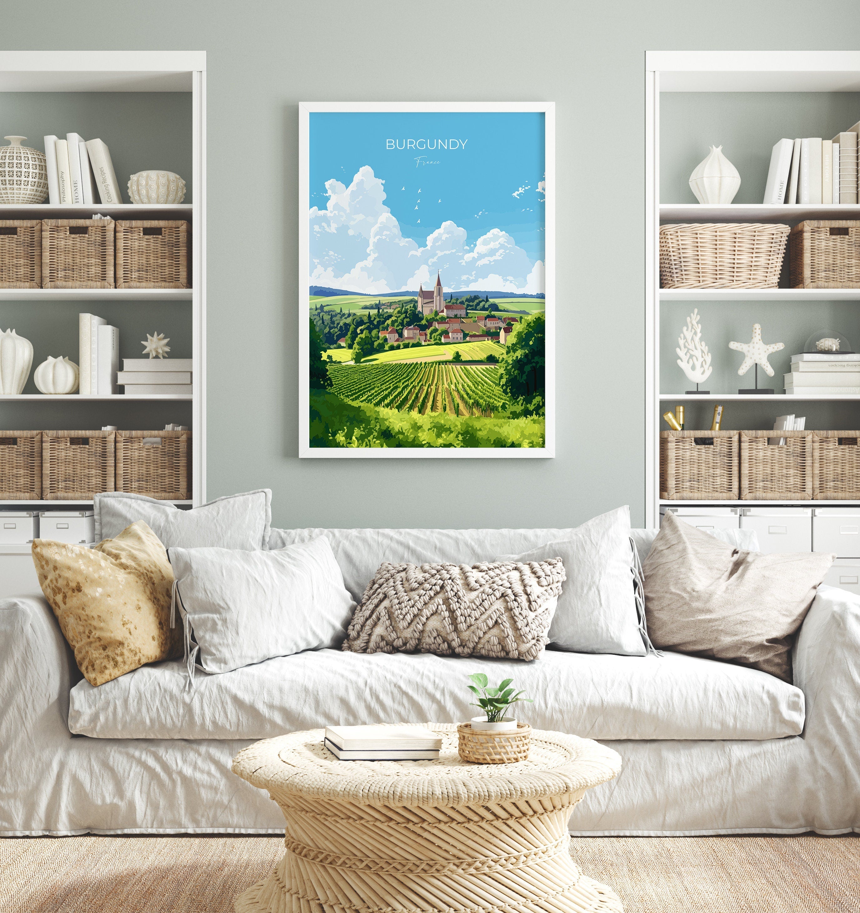 Burgundy Print, Travel Poster of Burgundy, Wine Region, Burgundy Gift, France Art, Europe, Travel Gift NQ Media Designs