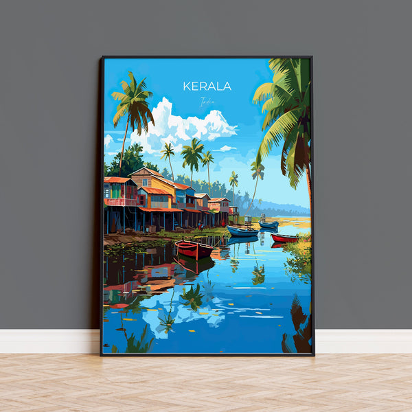 Kerala Travel Print, Travel Poster of Kerala, India, Kerala Art Gift, India Gift Art, Wall Art Print