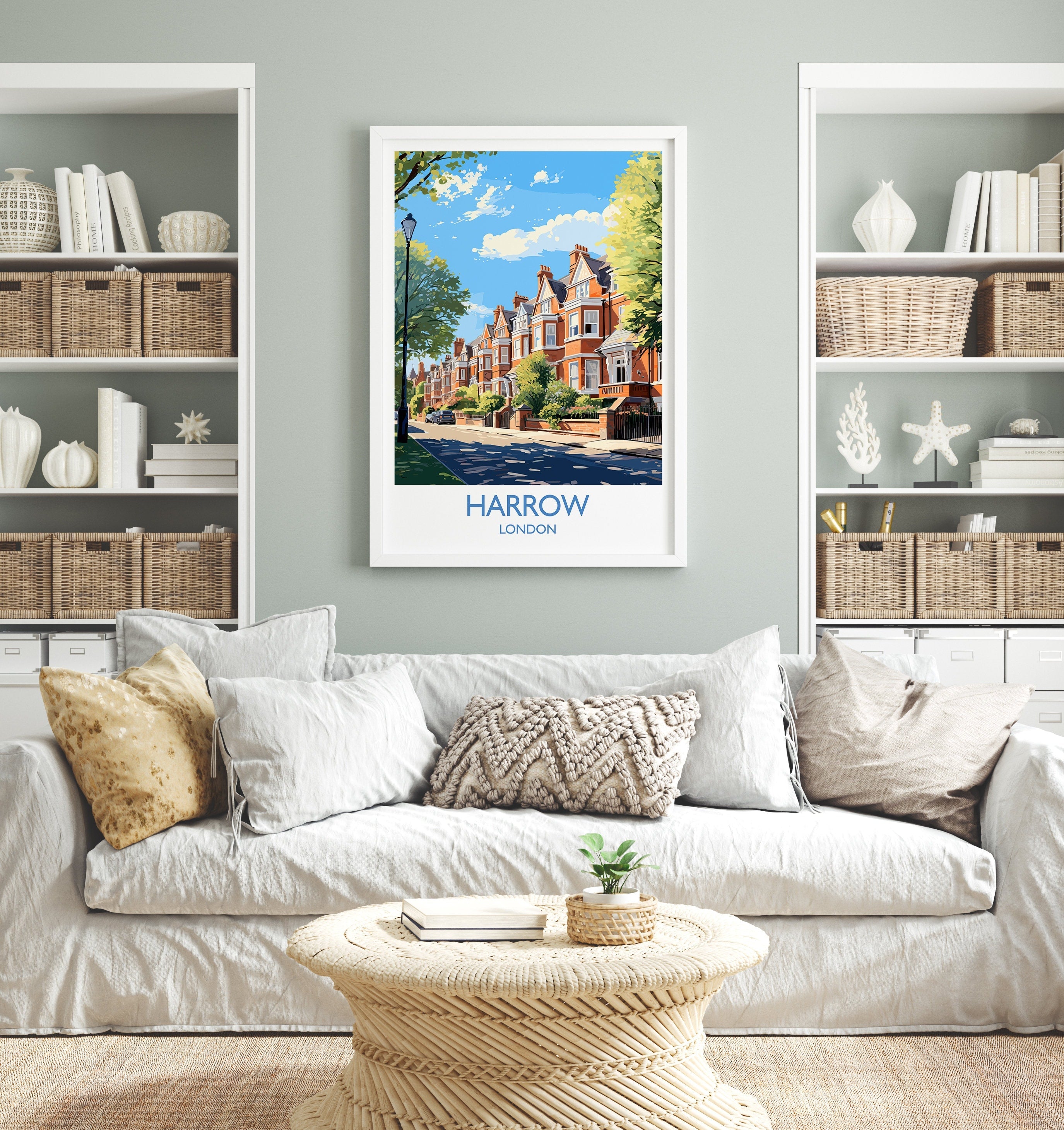 Harrow Travel Print, Travel Poster of Harrow, London Poster, Harrow Gift, Harrow Art, London Art UK Travel Gift NQ Media Designs