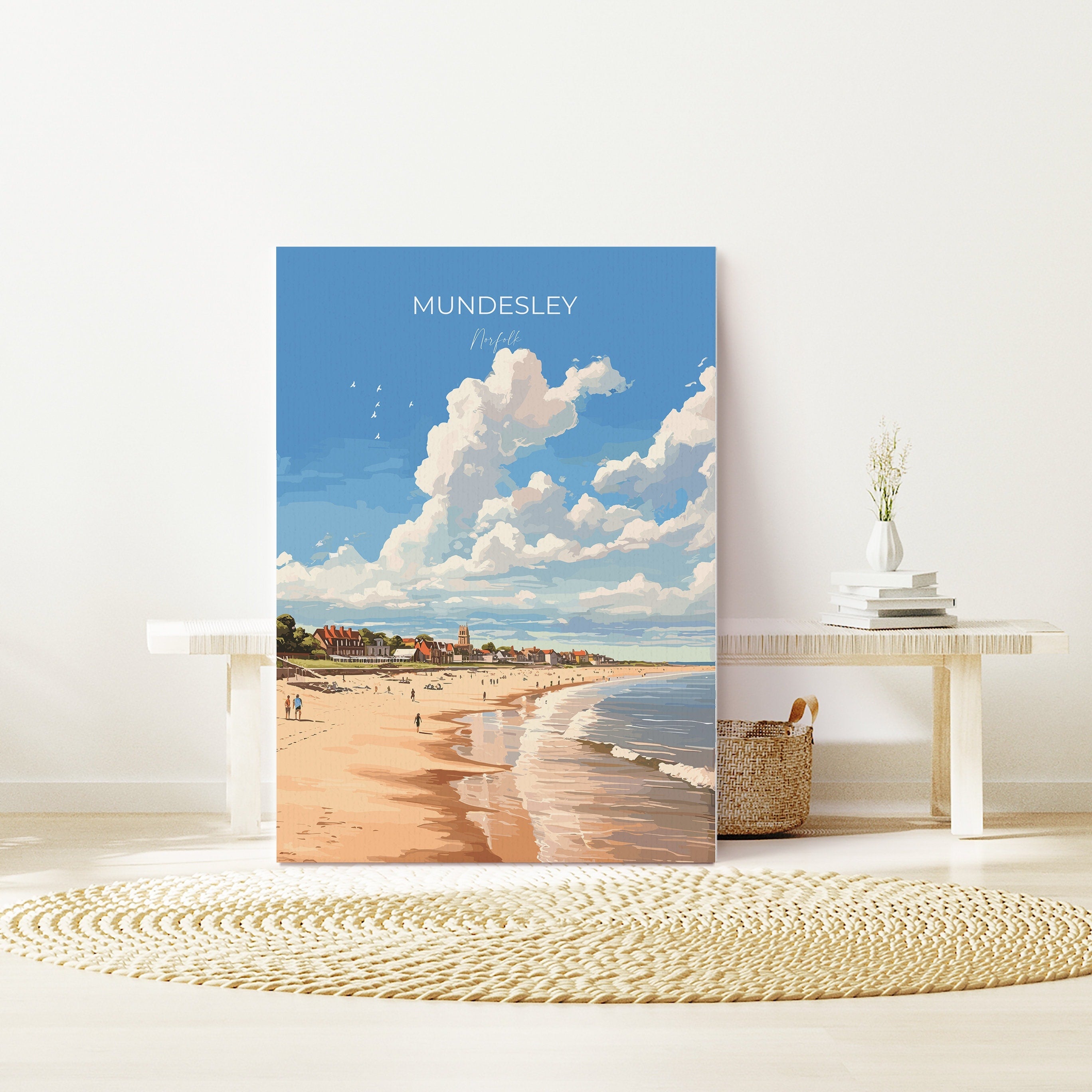 Mundesley Beach Poster, Travel Print of Mundesley, Norfolk Gift, England, Norfolk Art, Mundesley Beach Gift, Wall Art Print NQ Media Designs