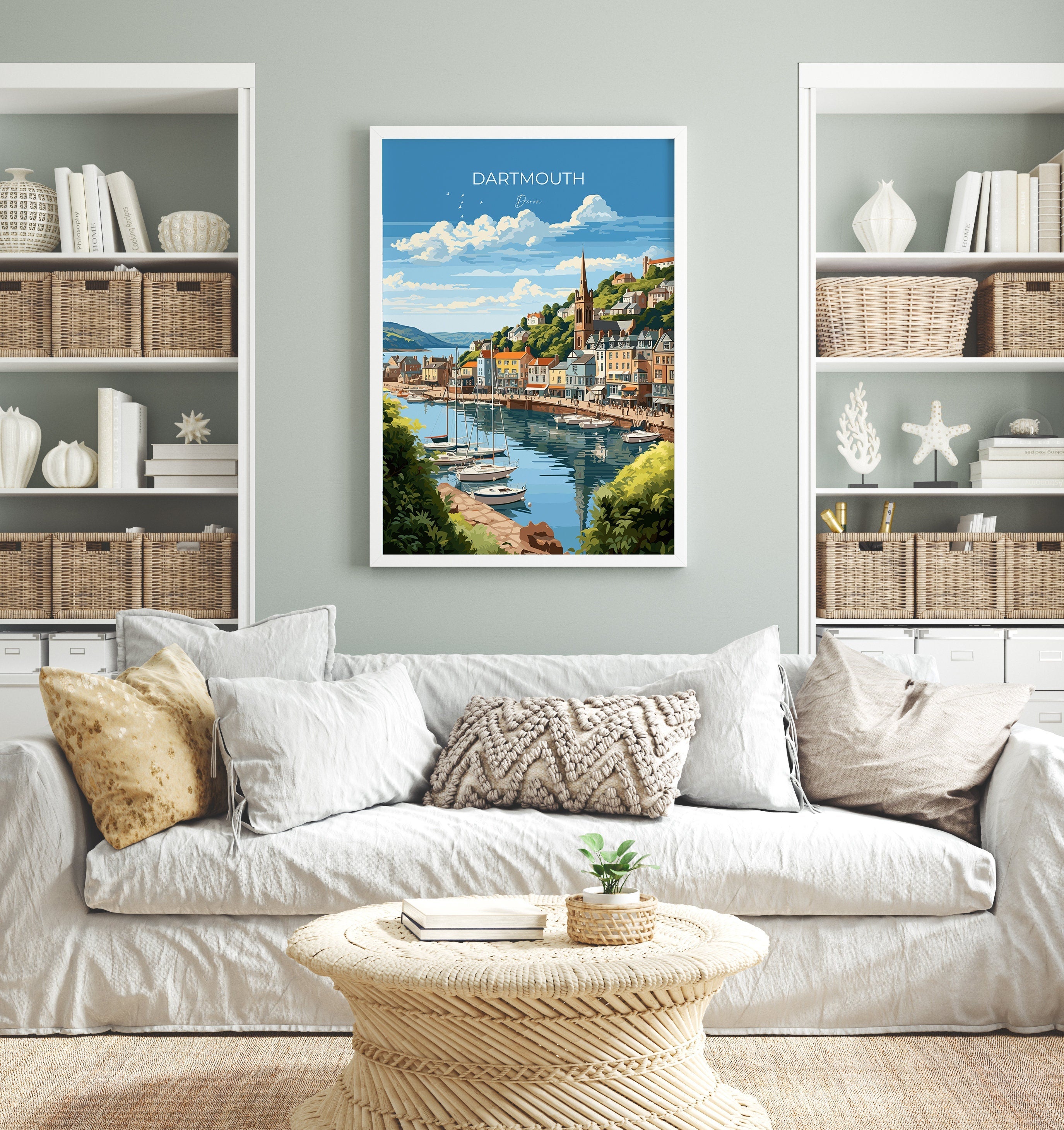 Dartmouth Travel Poster, Dartmouth Travel Print, England, Devon Art, Dartmouth Art Gift, Wall Art Print NQ Media Designs
