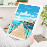 Maldives Travel Print, Travel Poster of Maldives, Indian Ocean, Maldives Gift, Maldives Art, Wall Art Print NQ Media Designs