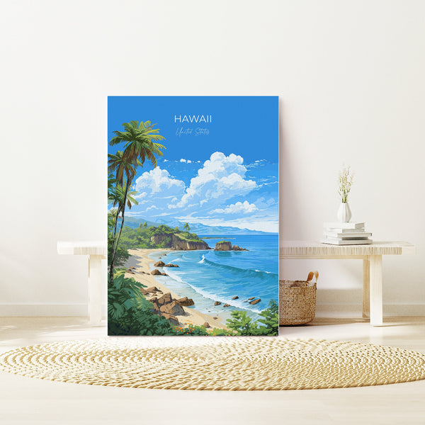 Hawaii Travel Print, Travel Poster of Hawaii, Hawaii Art Gift,United States Gift, USA Wall Art Print