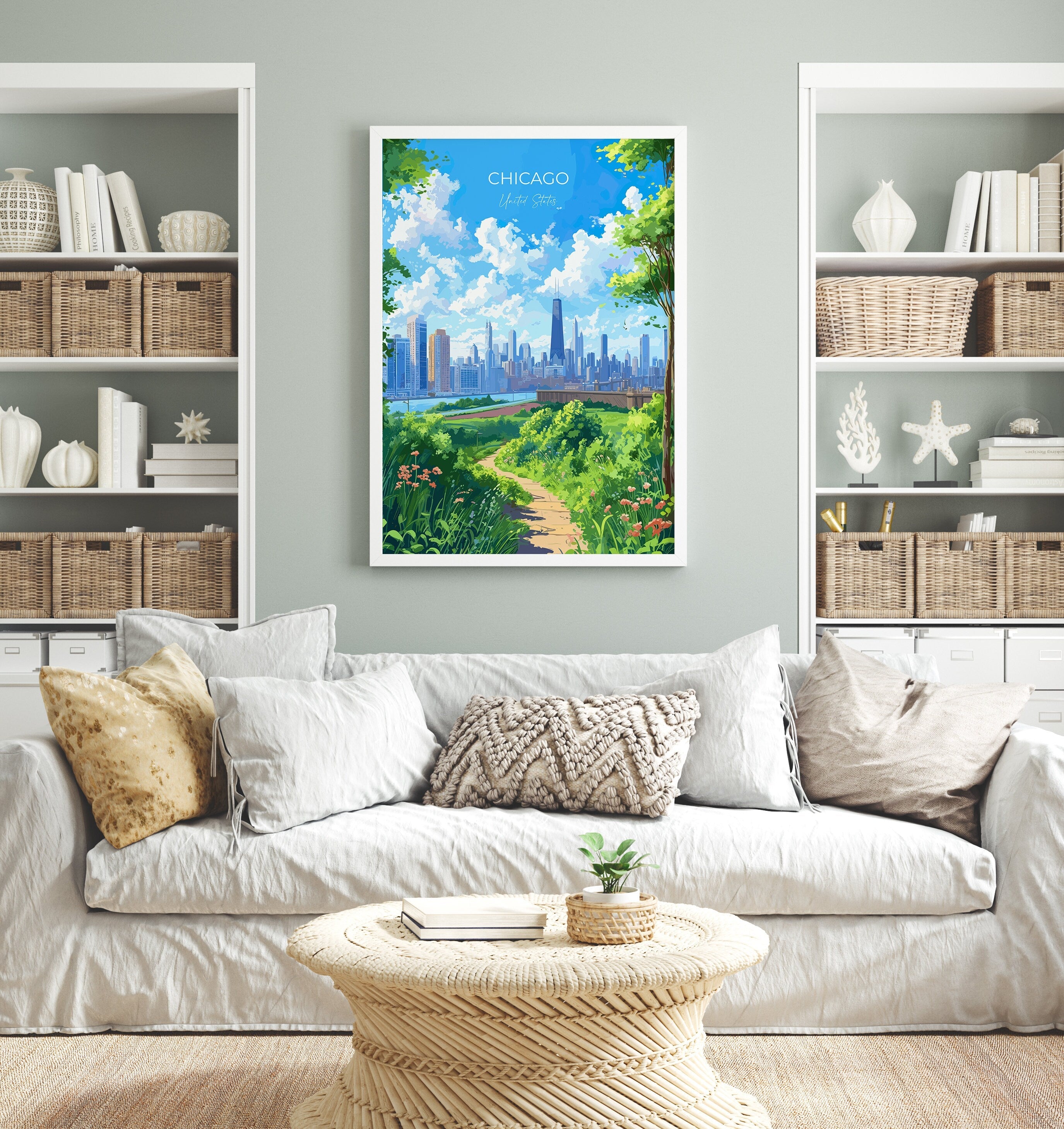 Chicago Print, Travel Poster of Chicago, Illinois, Chicago Art Gift, USA Gift, Wall Art Print NQ Media Designs
