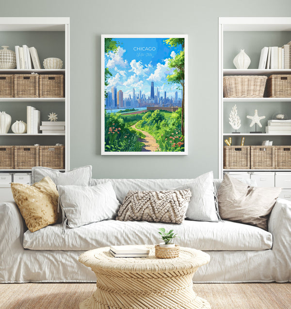 Chicago Print, Travel Poster of Chicago, Illinois, Chicago Art Gift, USA Gift, Wall Art Print