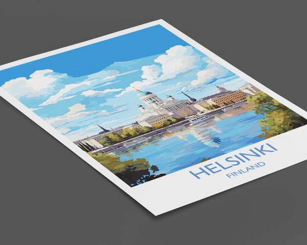 Helsinki Print, Travel Poster of Helsinki, Finland, Helsinki Art Gift, Finland Gift Art, Landscape Wall Art Print