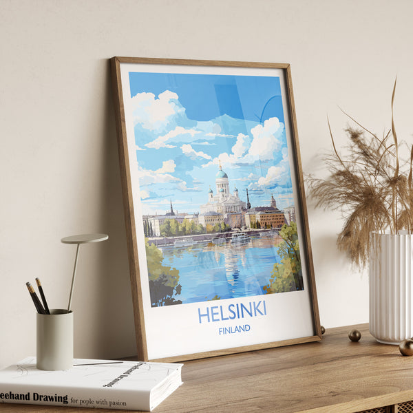 Helsinki Print, Travel Poster of Helsinki, Finland, Helsinki Art Gift, Finland Gift Art, Landscape Wall Art Print