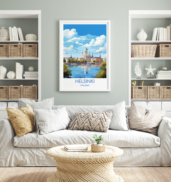 Helsinki Print, Travel Poster of Helsinki, Finland, Helsinki Art Gift, Finland Gift Art, Landscape Wall Art Print