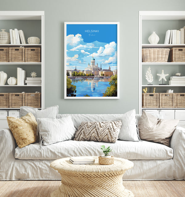 Helsinki Poster, Travel Print of Helsinki, Finland, Helsinki Art Gift, Finland Gift Art, Landscape Wall Art Print