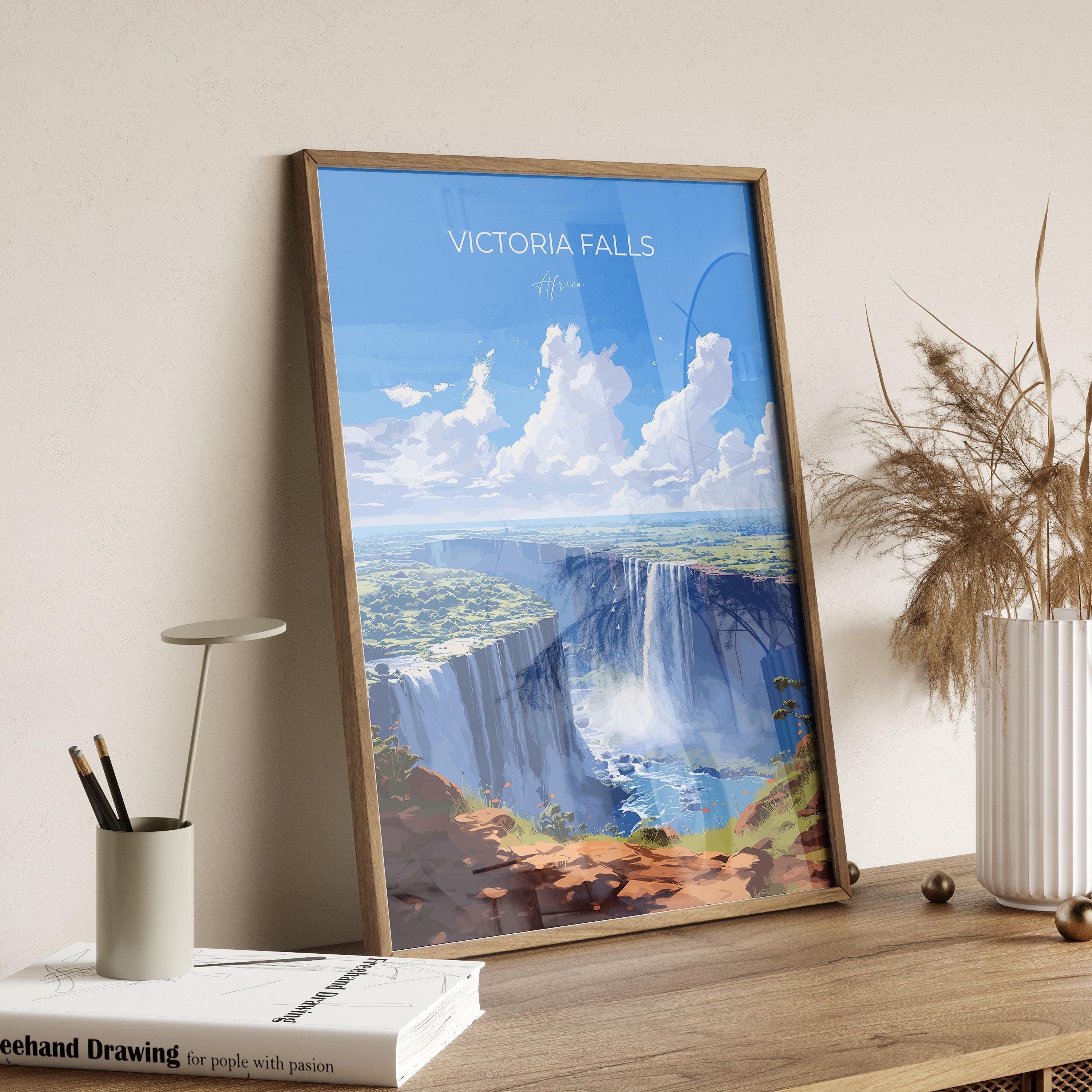 Victoria Falls Poster, Travel Print of Victoria Falls, Zimbabwe Art Gift, Victoria Falls Gift, Africa Art, Travel Gift NQ Media Designs