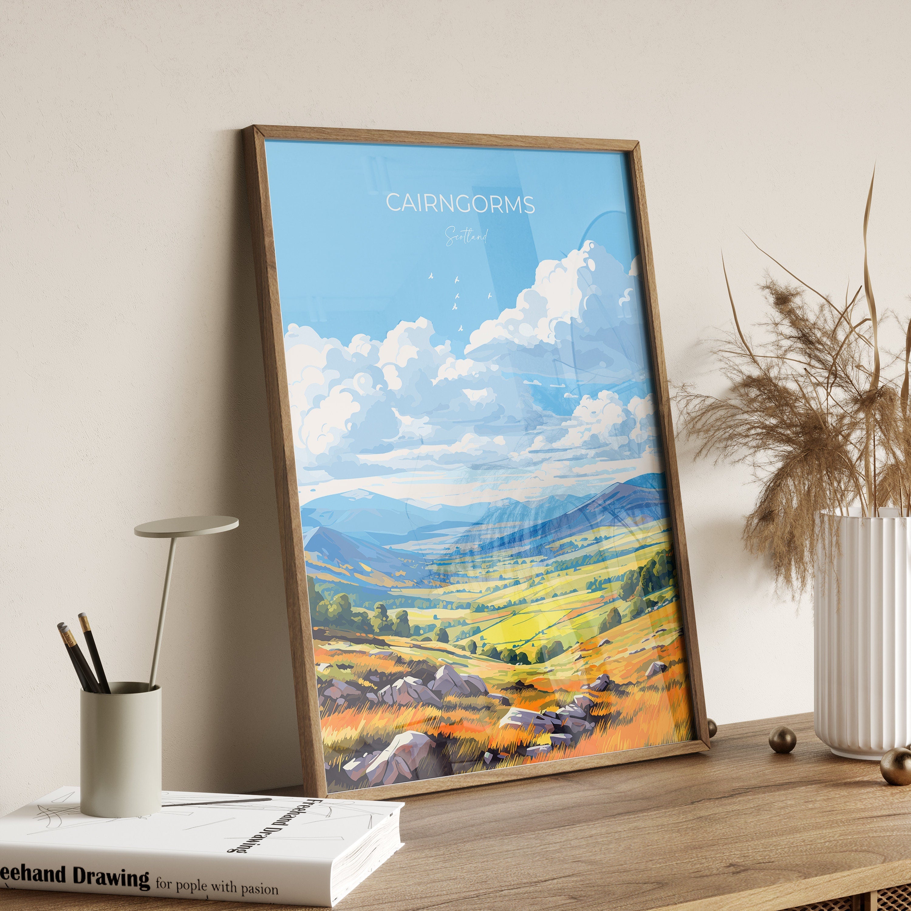 Cairngorms Travel Poster, Travel Print of Cairngorms , Scotland Gift, Cairngorms Art Gift, Scottish Highlands NQ Media Designs