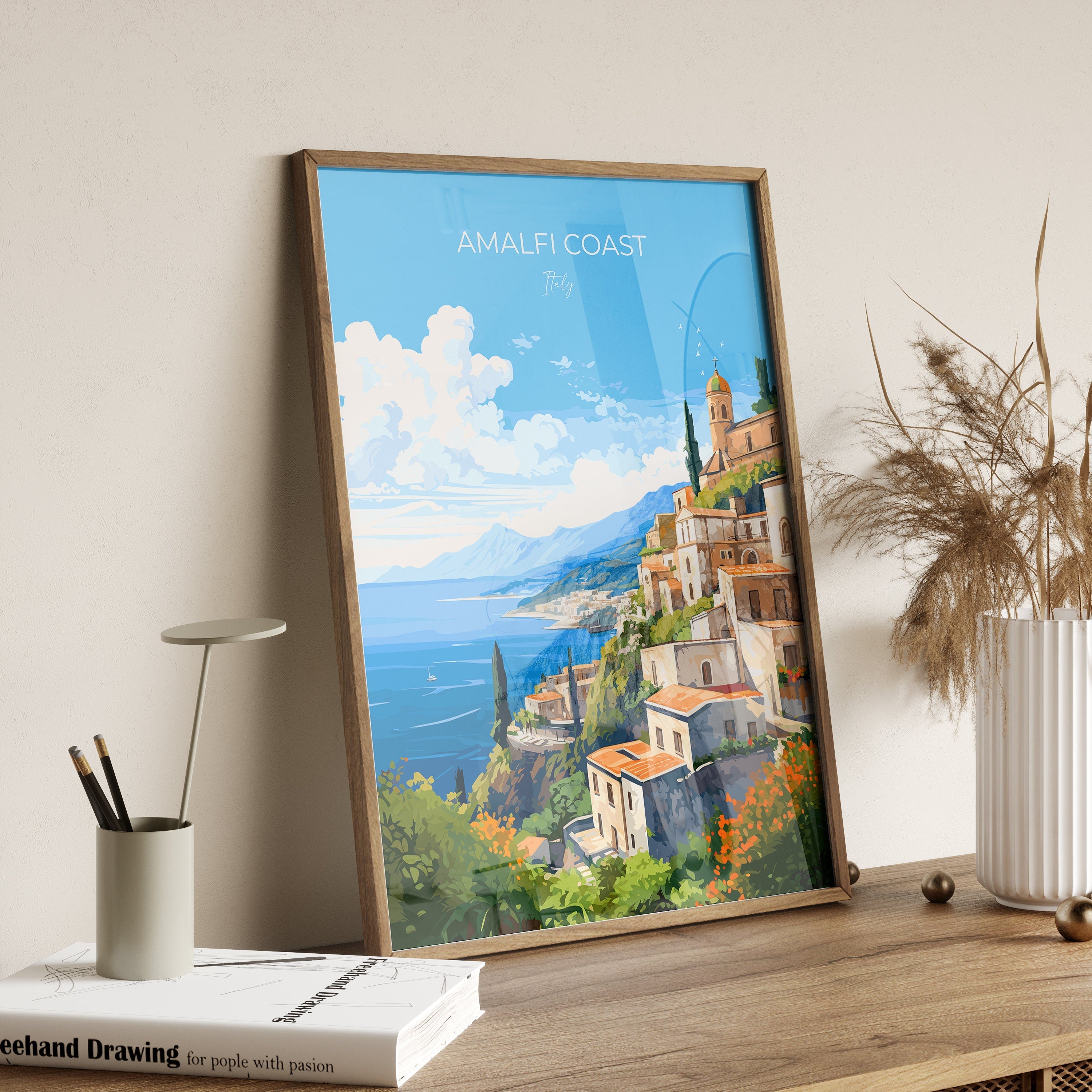 Amalfi Poster, Travel Print of Amalfi Coast, Italy Poster, Amalfi Coast Art Gift, Sorrento Art, Italy Art Travel Gift NQ Media Designs
