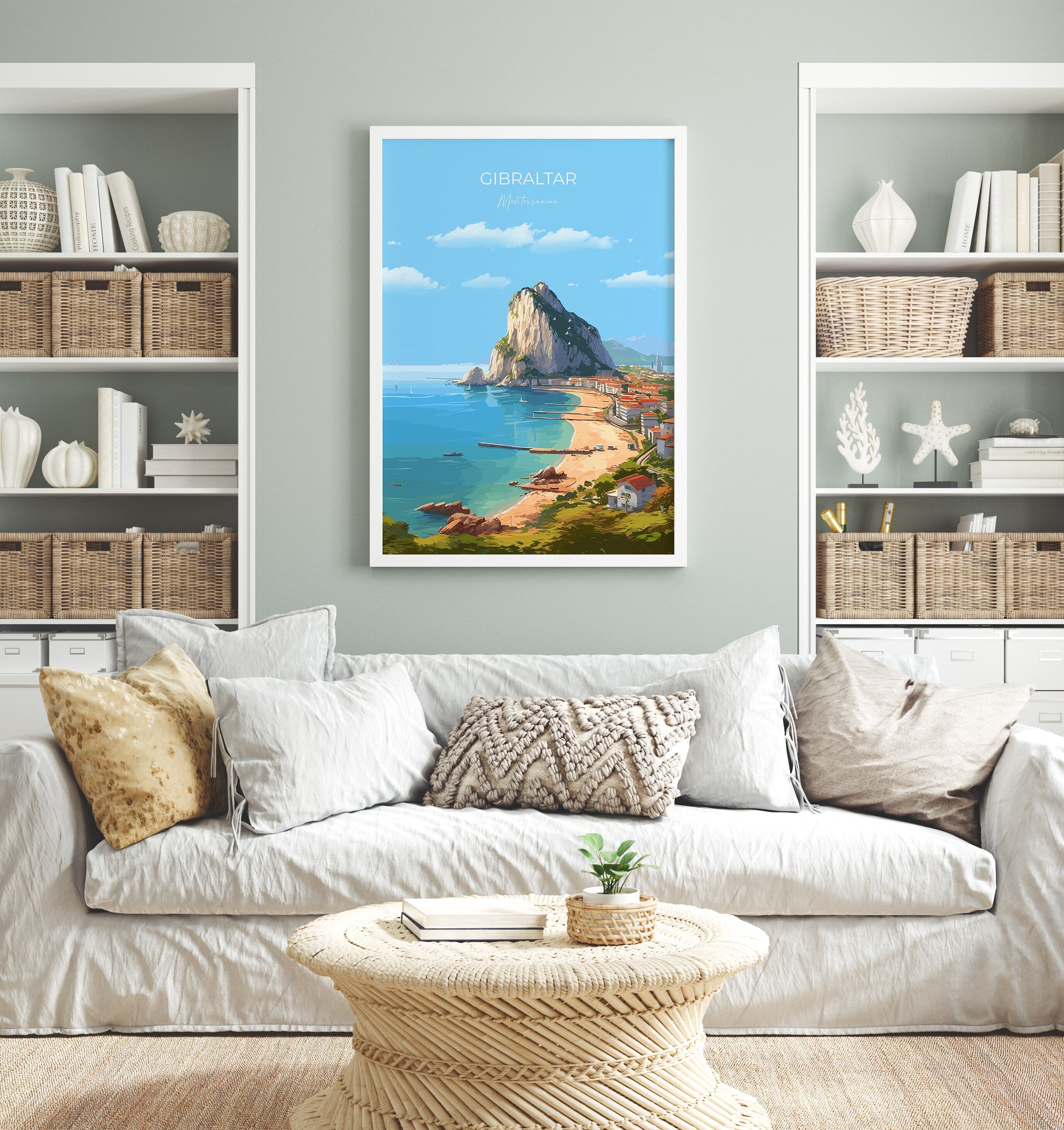 Gibraltar Travel Poster, Travel Print of Gibraltar, Mediterranean, Gibraltar Art, Gibraltar Gift, Wall Art Print NQ Media Designs