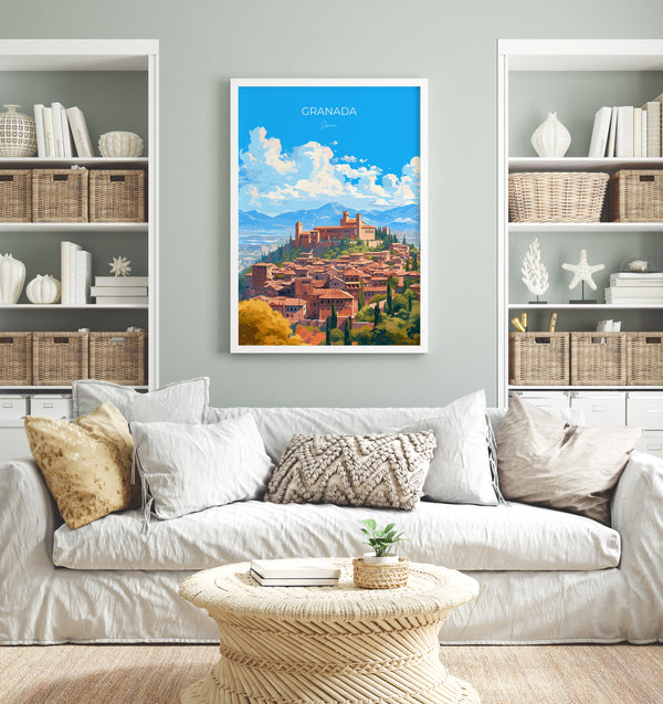 Granada Travel Poster, Travel Print of Granada , Spain Poster, GranadaGift, GranadaArt, Spain Art